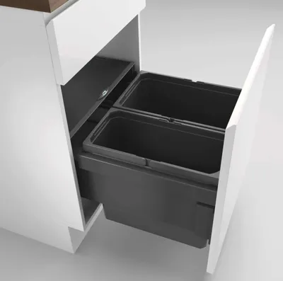 Produktbild von NABER Abfallsorter Cox® Base 360 S/500-2 Anthrazit mit 38 (22 + 16) Liter Volumen für 50 cm Schrankbreite