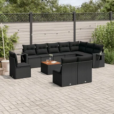 Produktbild von Gartenmöbelgarnituren - 11-tlg. Garten-Sofagarnitur mit Kissen Schwarz Poly Rattan Möbel21