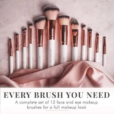 Imagen del producto de Pinceles de maquillaje profesionales, sintéticos, para rostro, ojos y polvo, juego de 12 unidades