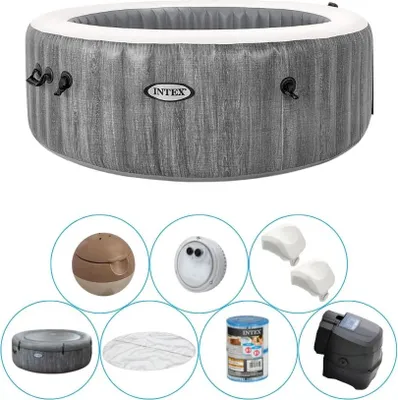 Produktbild von Intex PureSpa Greywood Deluxe, 795 l, 4 Person(en), Rund, Blasenmassage, Grau, 40 °C