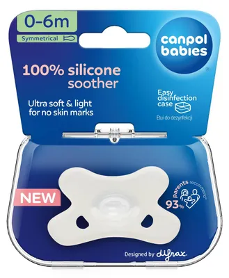 Image de Canpol babies by Difrax Sucettes 100 % silicone 0-6 mois Symétriques 1 pce - White
