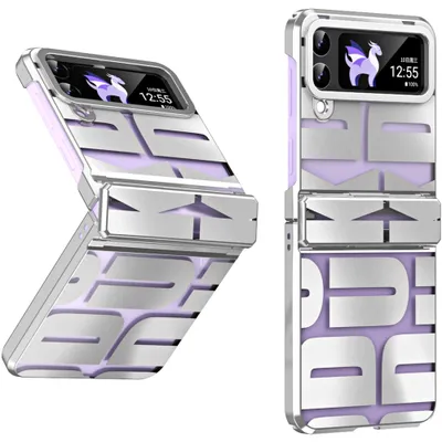 Obrázek produktu pro Pouzdro pro Samsung Galaxy Z Flip 3 5G, galvanizované průhledné pouzdro s ochranou pantu Stříbro