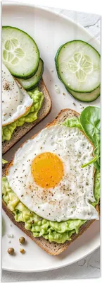 Produktbild von Glasbild 60x150cm in XXL für Wohnzimmer, Schlafzimmer Motiv Brot und Avocado
