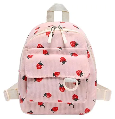 Immagine prodotto di Zaino per bambini, motivo fragola, colore rosa, dimensioni 21,5x19x9,5 cm