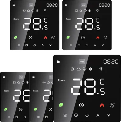 Zdjęcie produktu dla 5X Cyfrowy termostat pokojowy LCD Termostat ścienny Podtynkowe ogrzewanie podłogowe do podgrzewacza wody/kotła z funkcją programowania tygodniowego, czarny