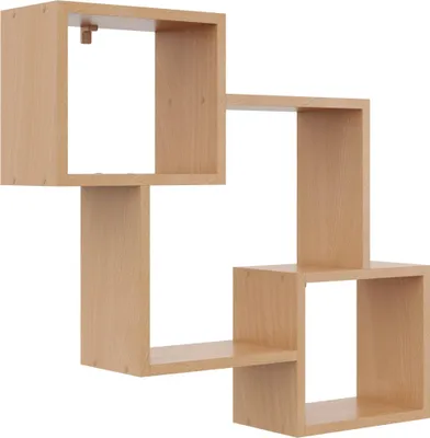 Produktbild von Modernes Wandregal Buche – Hängeregal für Bücher & Deko, geometrisch, skandinavisch, 78×71 cm, wohnraumfreundlich, minimalistisch