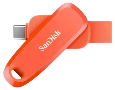 Produktbild von SanDisk Phone Drive, 256 GB, USB Type-A / USB Type-C, 3.2 Gen 1 (3.1 Gen 1), 100 MB/s, Drehring, Orange