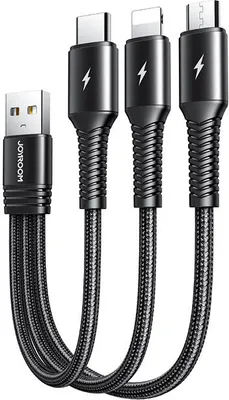 Produktbild von Joyroom 3in1 USB Kabel - Lightning / USB Typ C / Micro USB 3.5A (15cm) schwarz (S-01530G9)