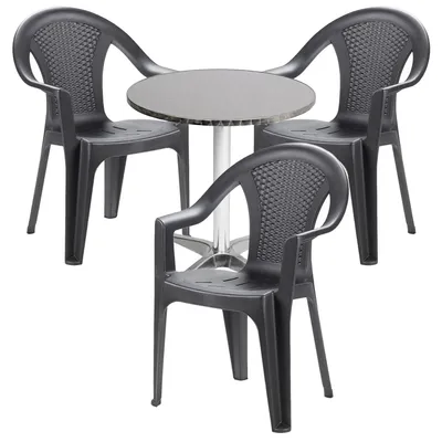 Produktbild von Bistrogarnitur 4-teilig Aluminium - Kunststoff Anthrazit