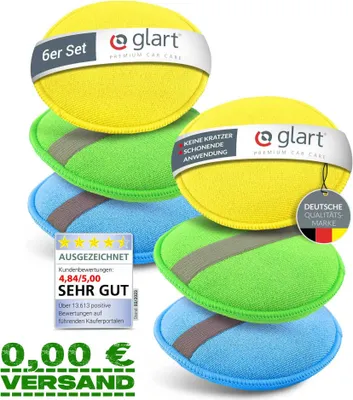 Immagine prodotto di Glart 46PP Set di 6 spugne in microfibra per lucidatura auto, per cere e lucidanti