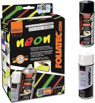 Produktbild von Foliatec 2024 Sprühfolie Neon Rot 2er Set 400ml + Grundierung Felgenfolie