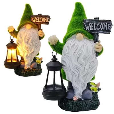 Produktbild von Gartenzwerg-Lampenfigur, Gartenskulptur, solarbetrieben, dekorativ, LED