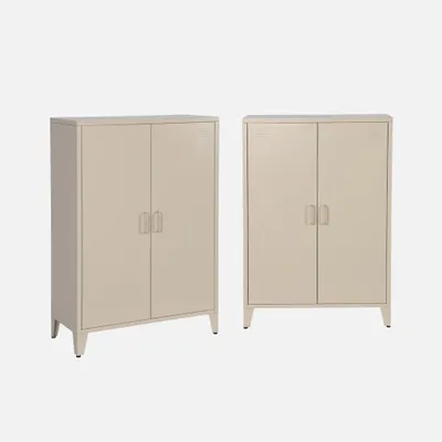 Produktbild von sweeek - 2er-Set Kommoden/Schränke aus Metall mit 2 Türen - Beige
