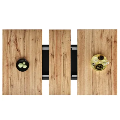 Produktbild von okwish Esstisch Küchentisch,Ausziehbarer Esstisch,Teleskoptisch(140×80cm), mit Ablagefläche, mit 3 Ablageebenen,für Küche und Wohnzimmer,Natürliches+Schwarz