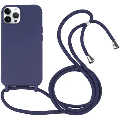 Produktbild von Mobigear Lanyard iPhone 16 Pro Max Silikon Handykette - Dunkelblau