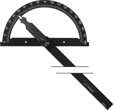 Image de Rapporteur d'angle avec échelle chromée mate, diamètre de l'arc de degré : 200 mm, longueur des côtés : 300 mm