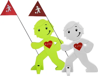 Produktbild von StreetBuddy - Warnfigur, Warnaufsteller, Warnschild für Kindersicherheit 2er Set (Grün / Weiß)