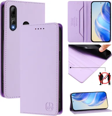 Image de Etui en cuir pour Huawei P Smart+ 2019/P Smart 2019/Honor 20 Lite/Honor 10i, étui à rabat avec fentes pour cartes, portefeuille et support Violet