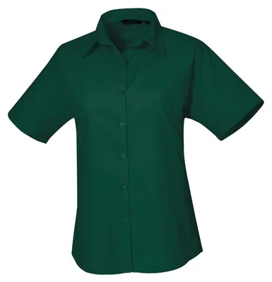 Produktbild von Premier - Bluse für Damen, Popelin, kurzärmlig LT5109 (XXL) (Flaschengrün)