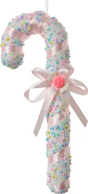 Produktbild von Clayre & Eef Weihnachtsanhänger Zuckerstange 10x3x26 cm Weiß Kunststoff