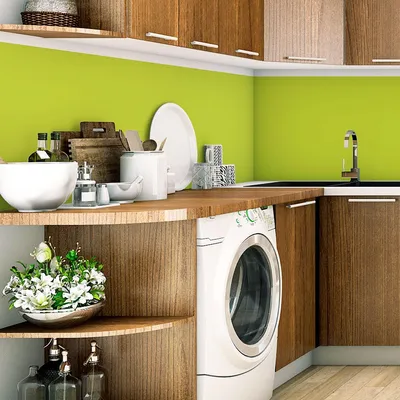 Produktbild von Dekorative Vinyl-Klebefolie auf Meterware – Abwaschbarer, wasserfester Aufkleber für Küchenwände und Möbel – 60 cm x 50 m – Pastellgrün