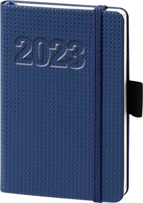 Produktbild von bsb 02-0257 Buchkalender V-book - A6, 1 Woche / 2 Seiten, blau gepunktet