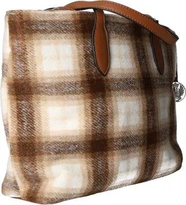 Produktbild von Geräumiger brauner Textil Shopper für Damen mit Reißverschluss-Hauptfach und Innenfächern