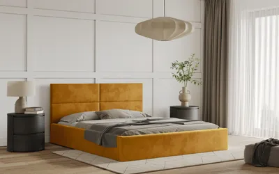 Obrázek produktu pro Postel WASTO 180x200 zlatá s úložným prostorem