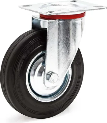 Produktbild von Wiltec Lenkrolle Ø125mm bis 100kg Tragkraft mit Gummirad ungebremst, leiser Lauf, Transportrolle Möbelrolle Laufrolle Möbel-Lenkrolle