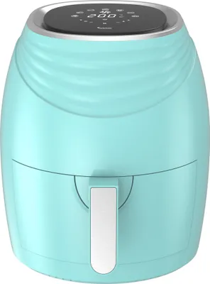 Produktbild von TurboTronic Retro-Heißluftfritteuse – AF11D – 3,5 l Airfryer ohne Öl, digital, 7 Programme, Rapid-Air-Technologie, 50–200 °C, fettarme Zubereitung türkis