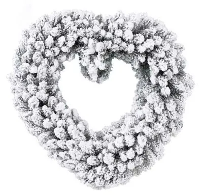 Weihnachtskranz, Herzform, flocked, 50 cm, winterlich
