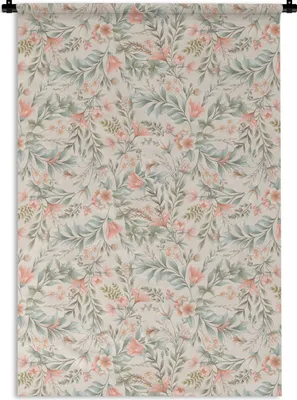 Produktbild von MuchoWow® Wandteppich Wandbehang Vintage - Muster - Pflanzen 60x90 cm Tapisserie Dekoration Wandtuch - Foto-Teppich - Abwaschbar