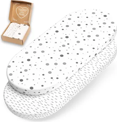 Immagine prodotto di Lenzuola con angoli di alta qualità per passeggini e culle - 78x36, 80x35, 80x40 cm - 100% cotone Oeko-Tex - a righe e a pois