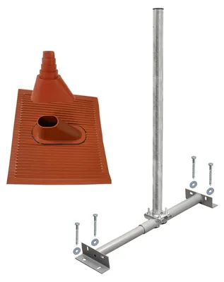 Produktbild von PremiumX BASIC SAT TV Dachsparrenhalter 100cm Mast Alu-Antennenziegel rot