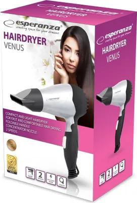 Image de Sèche-cheveux Esperanza EBH002S Argent / Noir 850 W