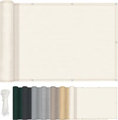 Immagine prodotto di Schermo per balcone, dimensioni 80x600 cm, realizzato in HDPE, colore beige, resistente ai raggi UV, ideale per balconi