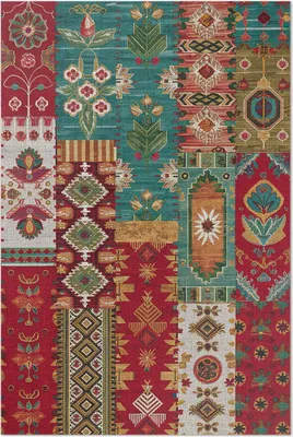 Produktbild von Gemustertes abstraktes Muster im türkischen Stil – Vinylteppich – 80x120 cm – Indoor Teppich – Flur – Pflegeleicht – Modern