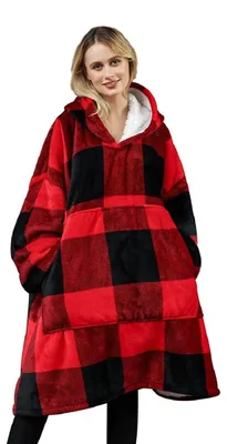 Imagen del producto de Manta tipo sudadera con mangas y capucha, para mujer