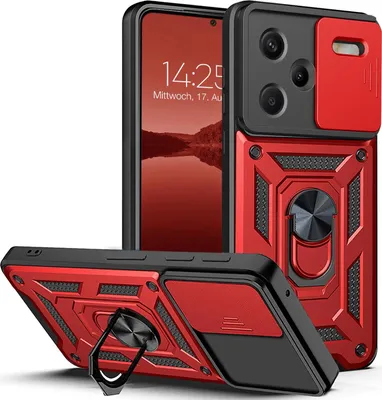 Produktbild von Armor Handyhülle für Xiaomi Redmi Note 13 Pro+ 5G Kameraschutz Handy Panzer Case Cover Schutzhülle Outdoor Farbe: Rot