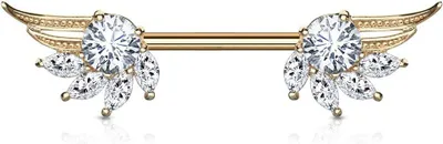 Produktbild von Brustpiercing Nippel Piercing Engelsflügel Rose Gold/Klar