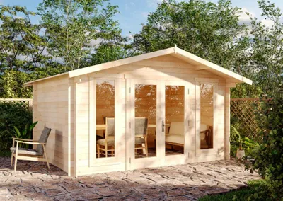 Produktbild von Alpholz Gartenhaus Mirko Modern aus Massiv-holz, Gerätehaus mit 28 mm Wandstärke, Garten Holzhaus inklusive Montagematerial, Geräteschuppen 400 x 300 cm, Satteldach
