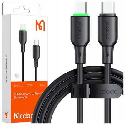 Obrázek produktu pro Mcdodo Usb-C Rychlonabíjecí Kabel Pro Samsung Apple Usb Typ C 65W 1M Led Černý