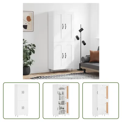 Produktbild von The Living Store Highboard Weiß 69,5x34x180 cm Holzwerkstoff
