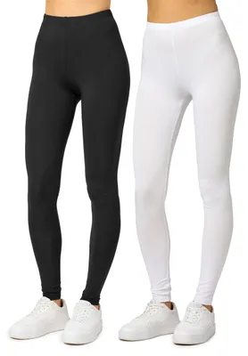 Produktbild von Merry Style 2er Pack Viskose Damen Leggings Lang Hose MS10-143 (Schwarz/Weiß, XL)