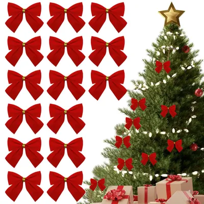 60 rote Weihnachtsschleifen, 7 cm, für Baum, Geschenke & Kränze
