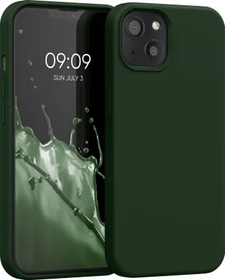 Produktbild von kwmobile Handyhülle für iPhone 13 Hülle, für iPhone 13 Case - Hülle Silikon - kabelloses Laden - Dunkelgrün