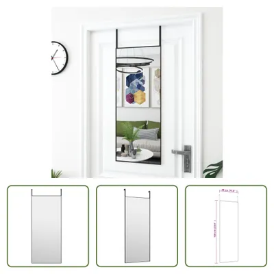 Obrázok produktu pre The Living Store Zrkadlo na dvere čierne 40x100 cm sklo a hliník