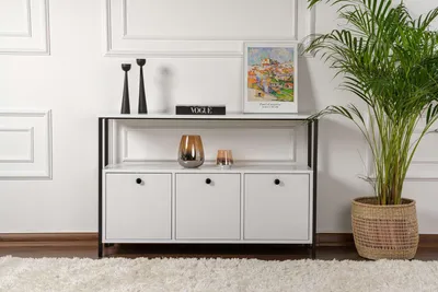 Produktbild von Skye Decor, Solace - White, Black, Konsole, Weiß, 100% MELAMINBESCHICHTETE SPANNPLATTE, 120 x 30 x 77 cm