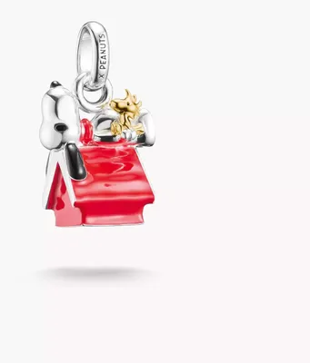 Immagine prodotto di Ciondolo Snoopy con Woodstock nella cuccia PEANUTS Connect, placcato in oro 18 carati