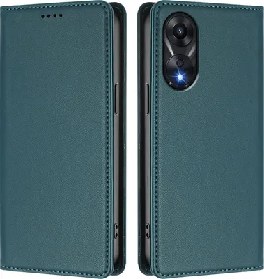Produktbild von Handyhülle für Oppo A78 4G, Kunstleder Klapphülle Stoßfeste Magnetische Hülle mit Ständer Grün